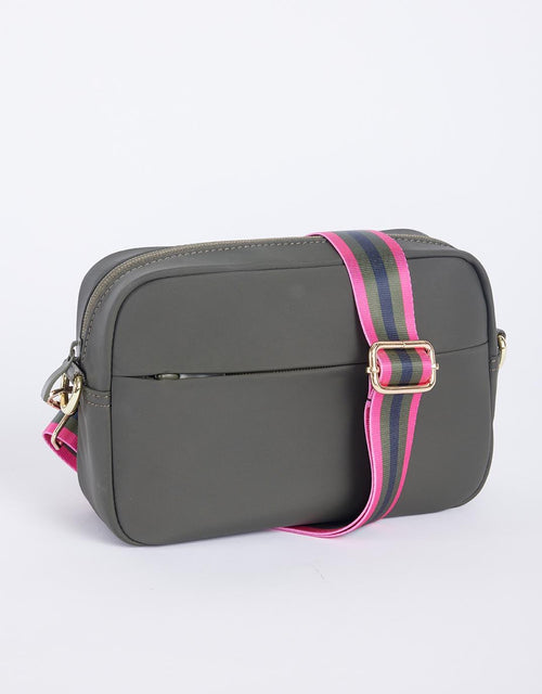 paulaglazebrook. - Off-Duty Crossbody Bag - Khaki with Khaki/Hot Pink Stripe - paulaglazebrook Accessories