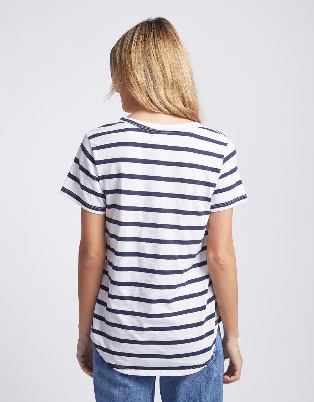 White & Co. - Original Round Neck T-Shirt - Navy/White Stripe - White & Co Living Tees & Tanks
