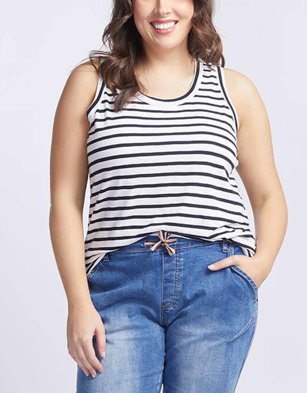 White & Co. - Original Tank - Black/White Stripe - White & Co Living Tees & Tanks