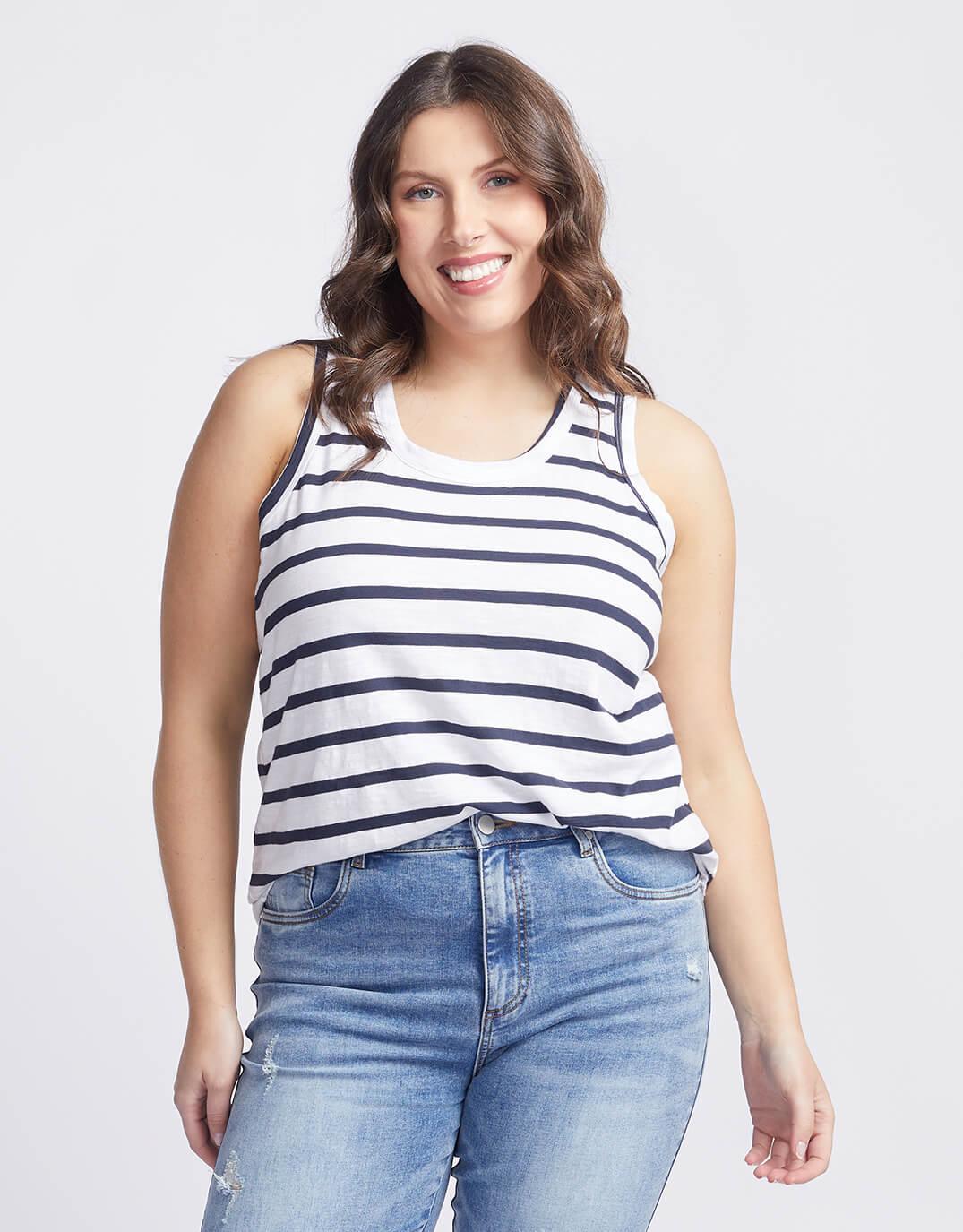 White & Co. - Original Tank - Navy/ White Stripe - White & Co Living Tees & Tanks