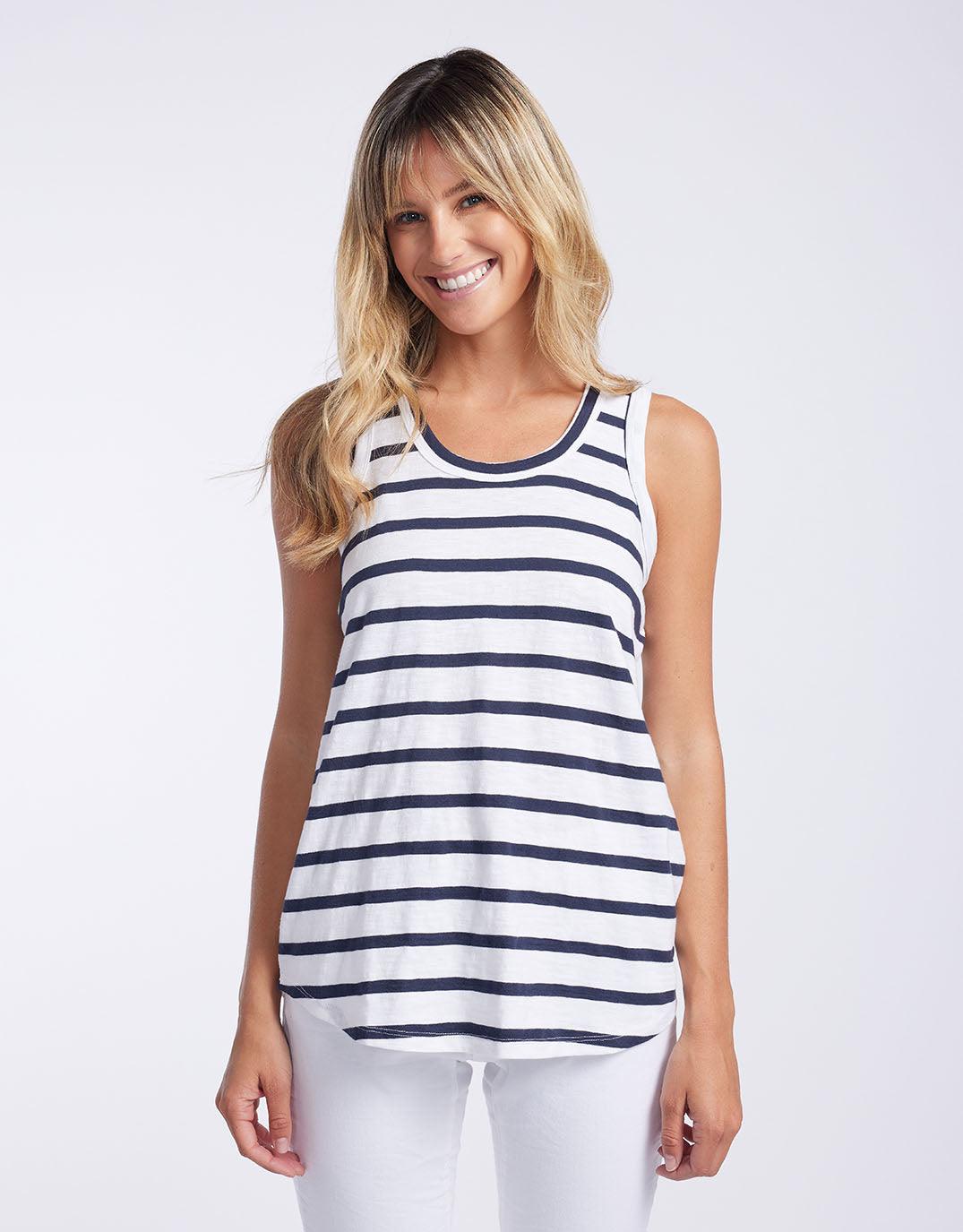 White & Co. - Original Tank - Navy/ White Stripe - White & Co Living Tees & Tanks