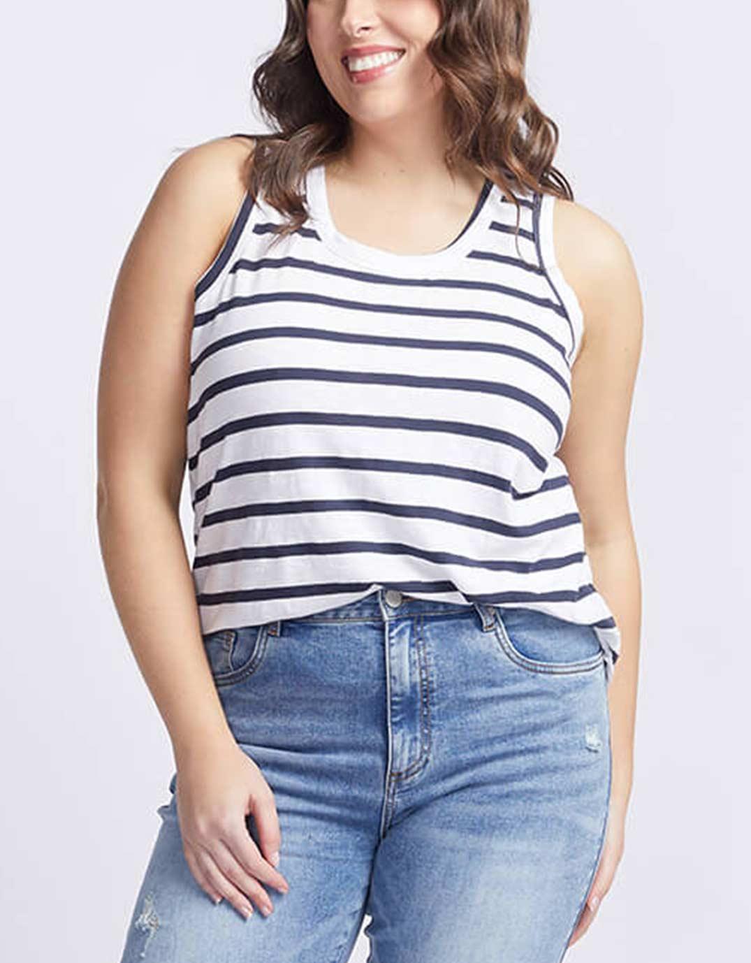 White & Co. - Original Tank - Navy/ White Stripe - White & Co Living Tees & Tanks