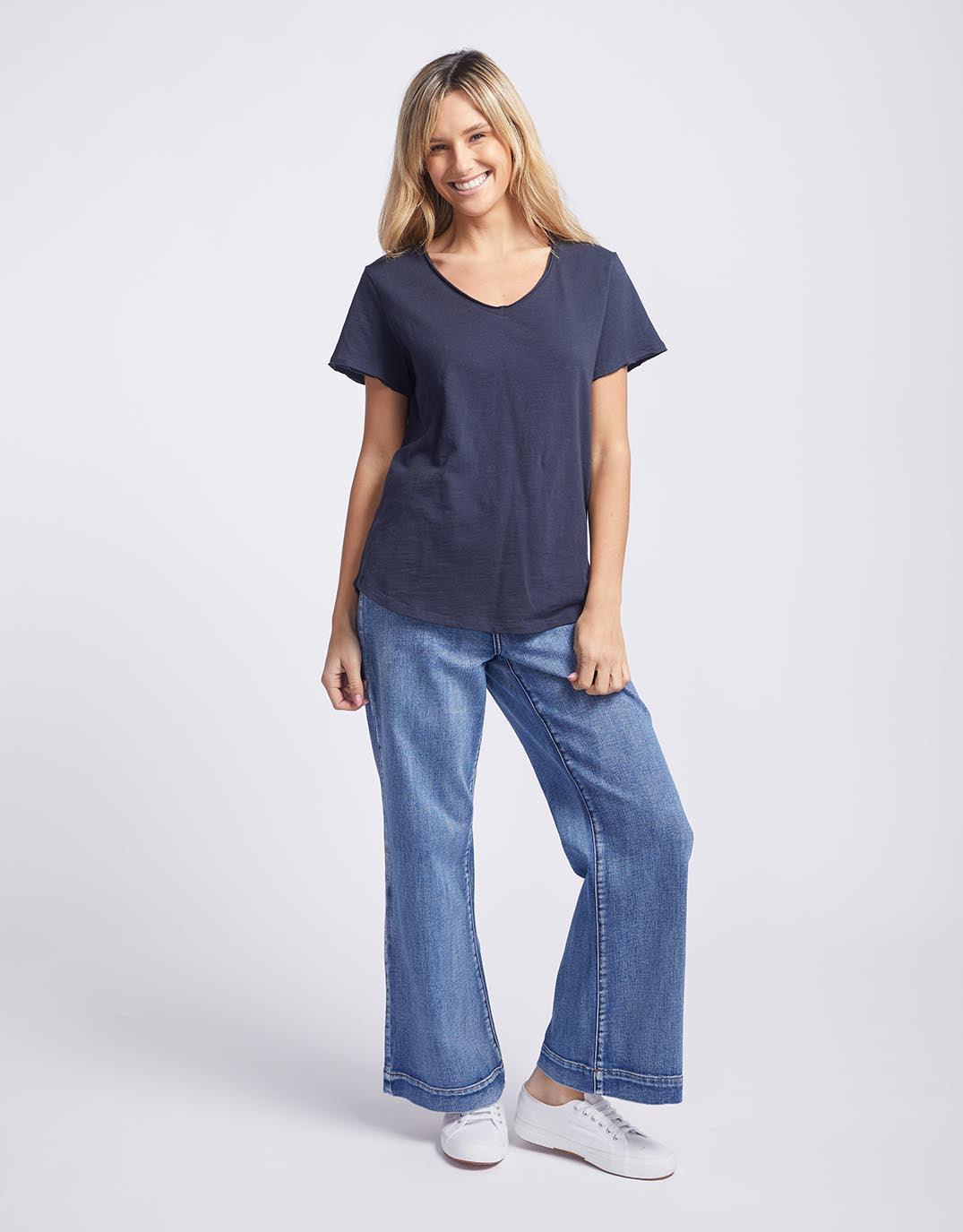 White & Co. - Original V Neck T-Shirt - Navy - White & Co Living Tops