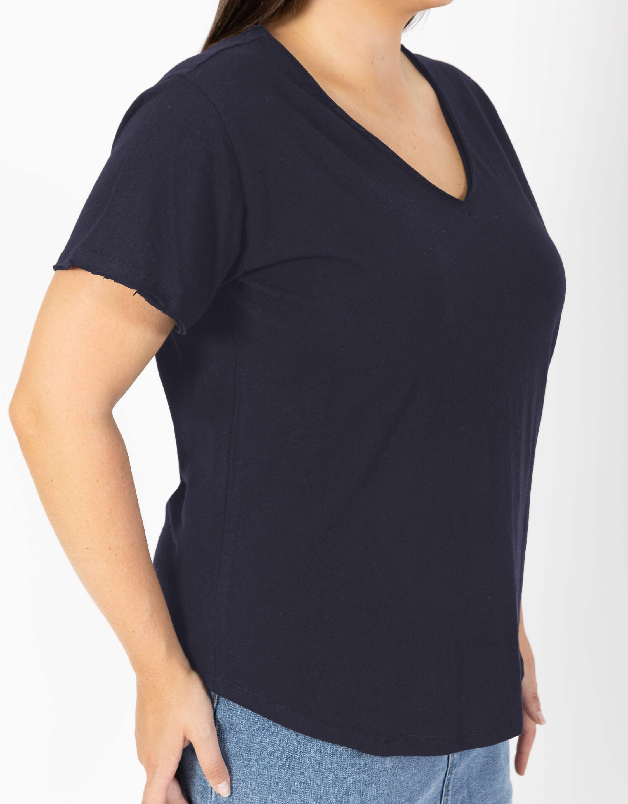 White & Co. - Original V Neck T-Shirt - Navy - White & Co Living Tops