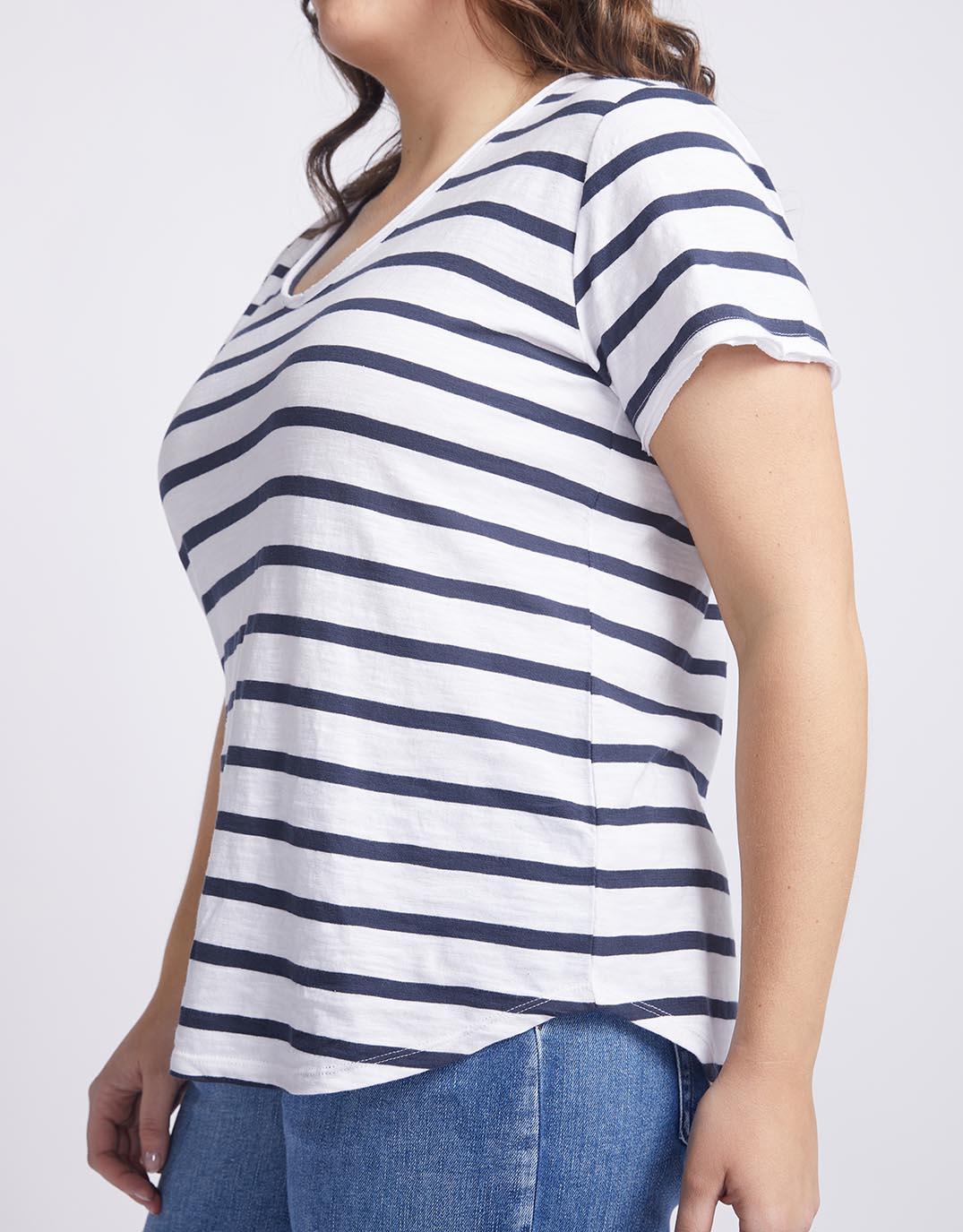 White & Co. - Original V Neck T-Shirt - Navy/White Stripe - White & Co Living Tees & Tanks