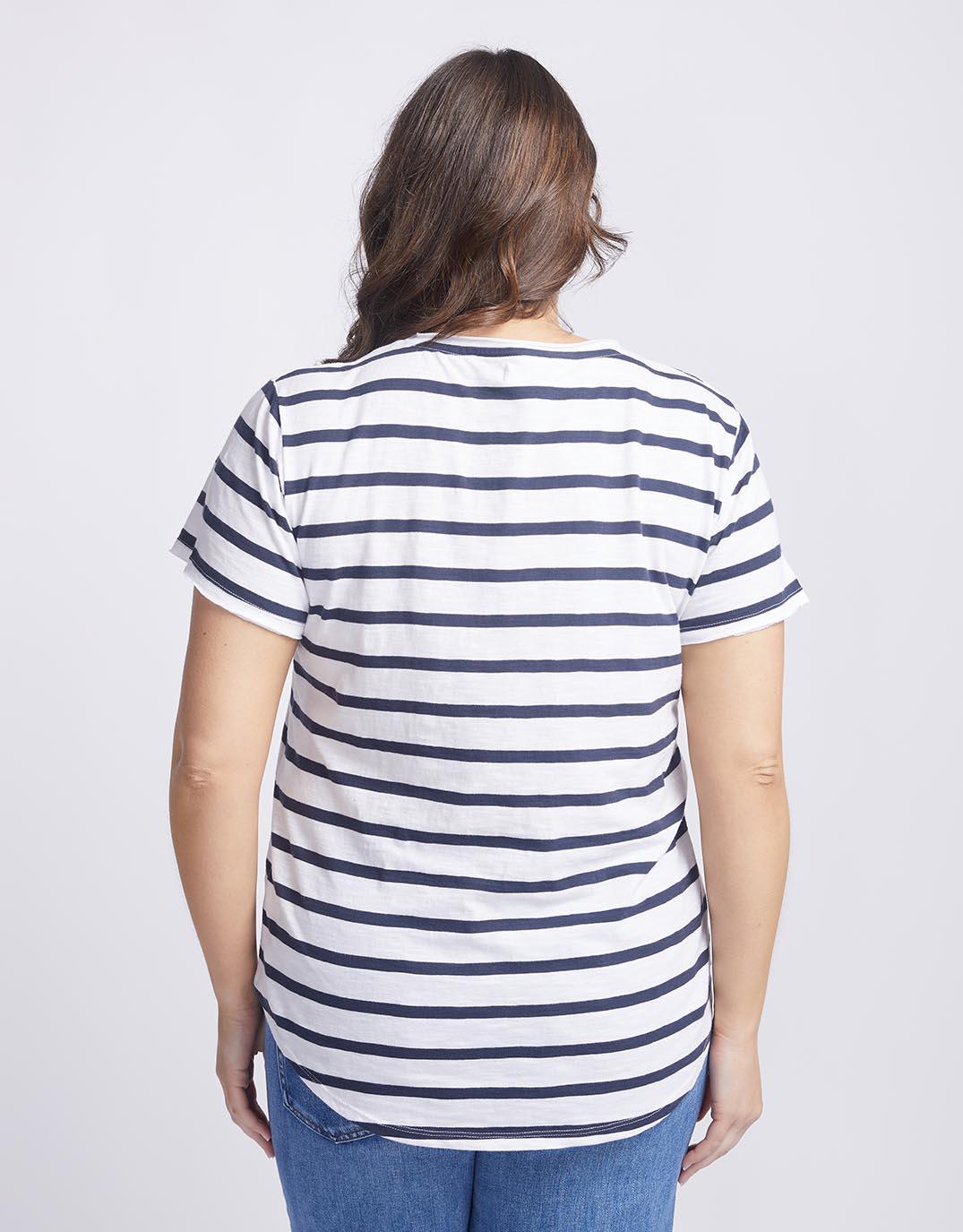 White & Co. - Original V Neck T-Shirt - Navy/White Stripe - White & Co Living Tees & Tanks