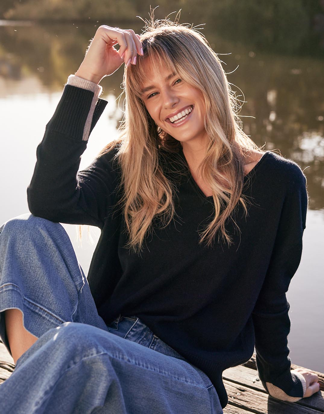 white-co-upstate-double-cuff-knit-jumper-black-oat-womens-clothing