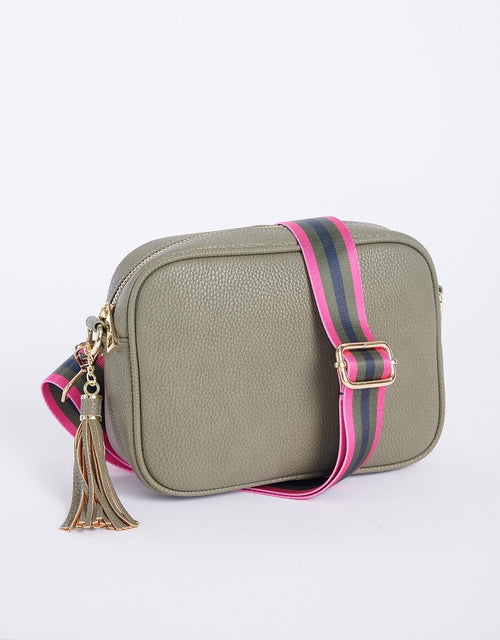 paulaglazebrook. - Zoe Crossbody Bag - Khaki with Khaki/Hot Pink Stripe - paulaglazebrook Accessories