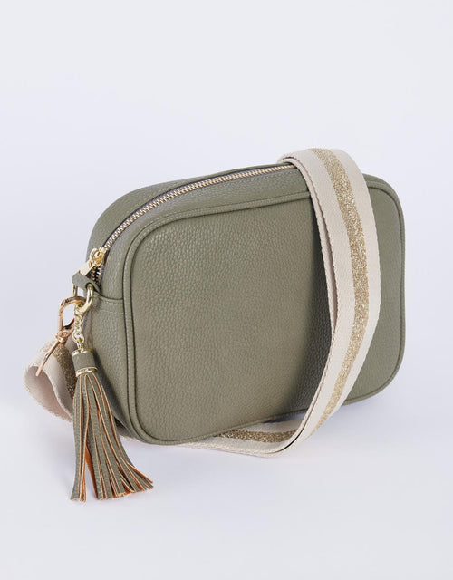 paulaglazebrook. - Zoe Crossbody Bag - Khaki/Natural Lurex Stripe - paulaglazebrook Accessories