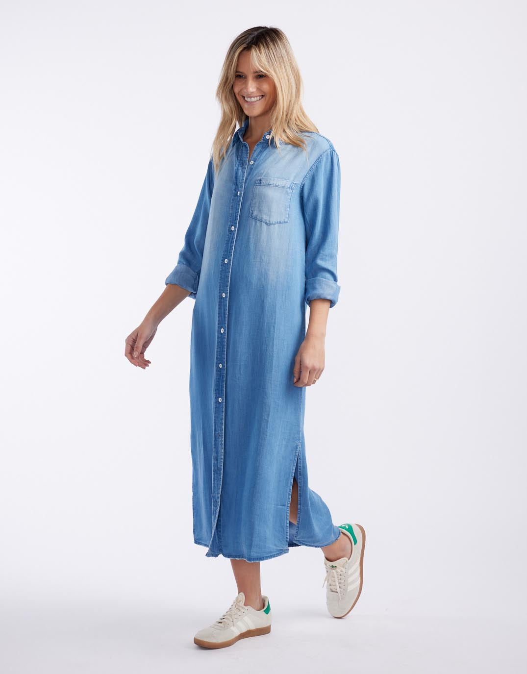 Avery Midi Vintage Denim Dress - Chambray