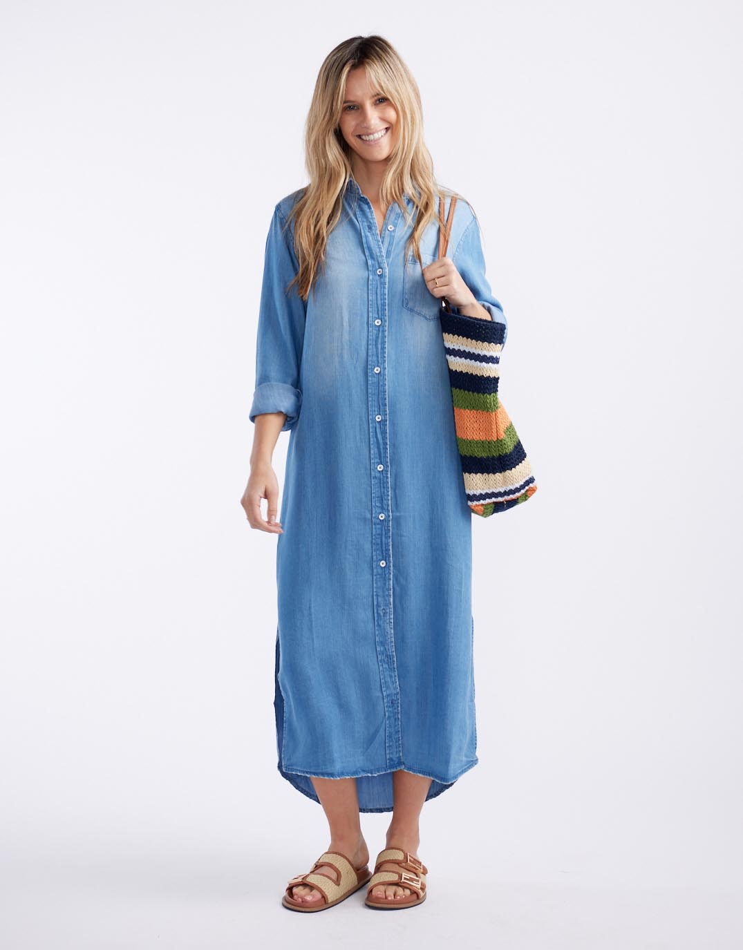 Avery Midi Vintage Denim Dress - Chambray