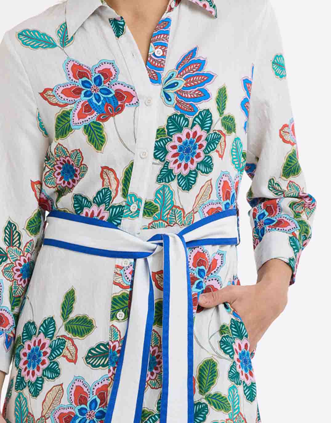 Mykonos Dress - White/Blue Print