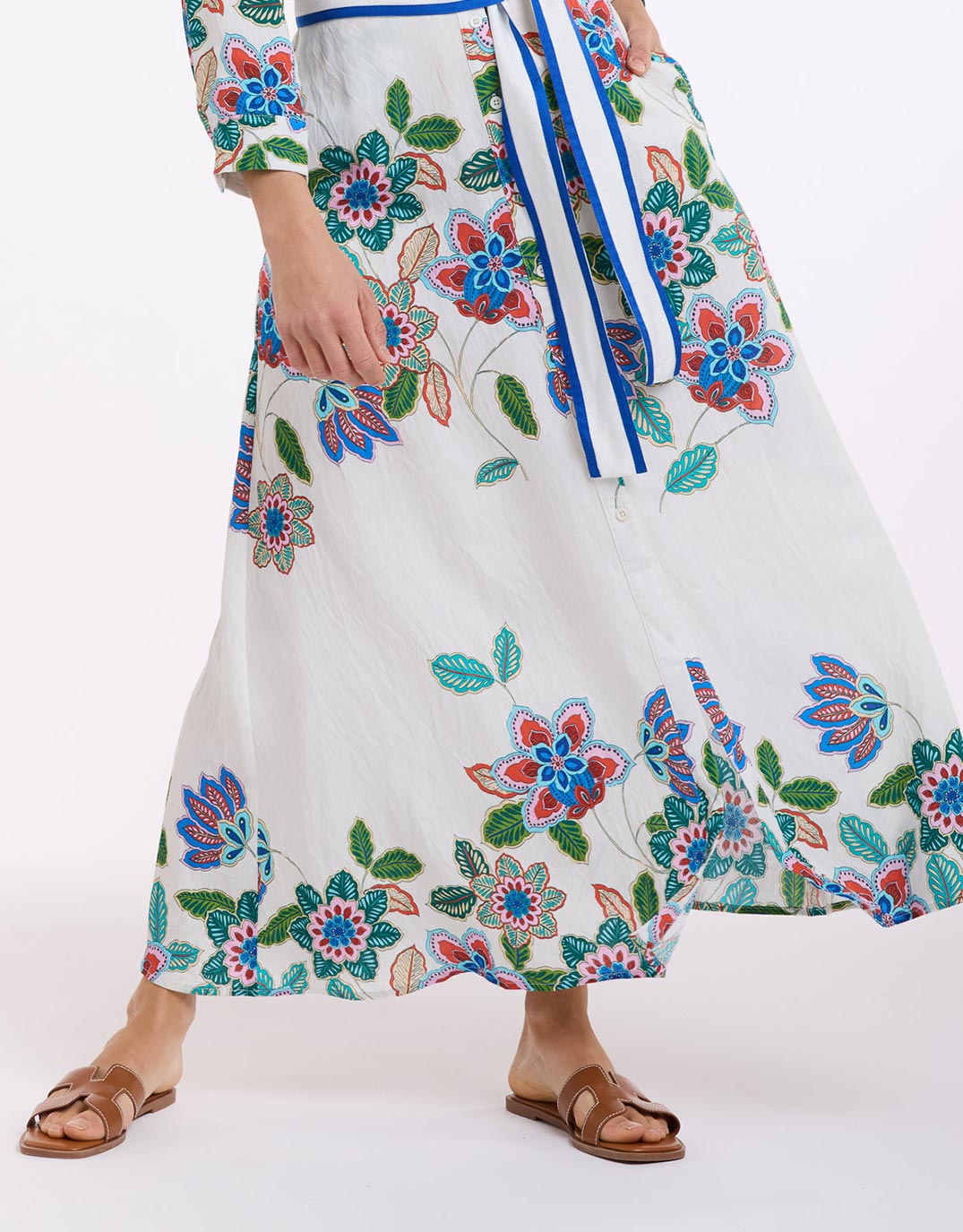 Mykonos Dress - White/Blue Print