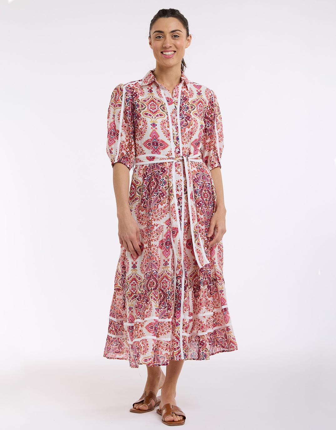 Paisley Midi Trim Dress - Paisley Print