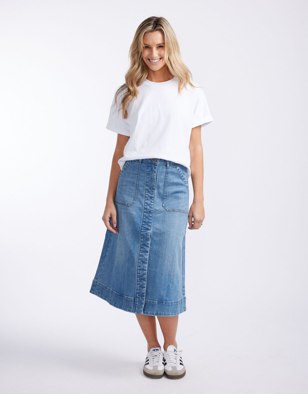 Catalina Midi Skirt - Mid Wash