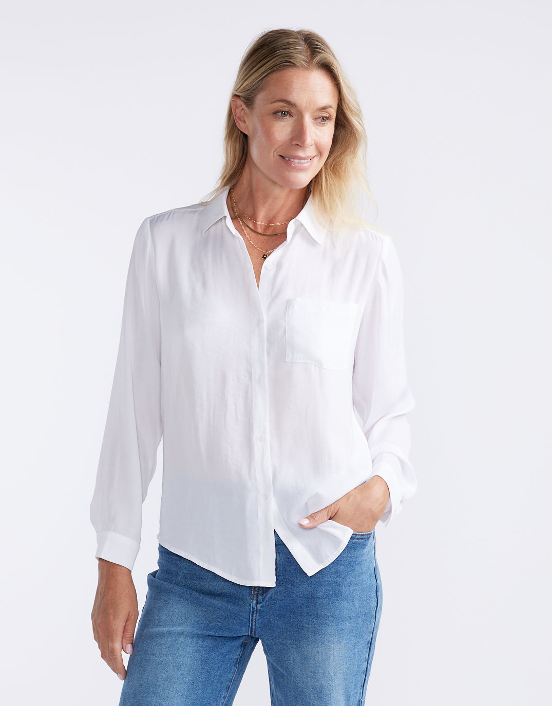 Charlize Drape Shirt - White