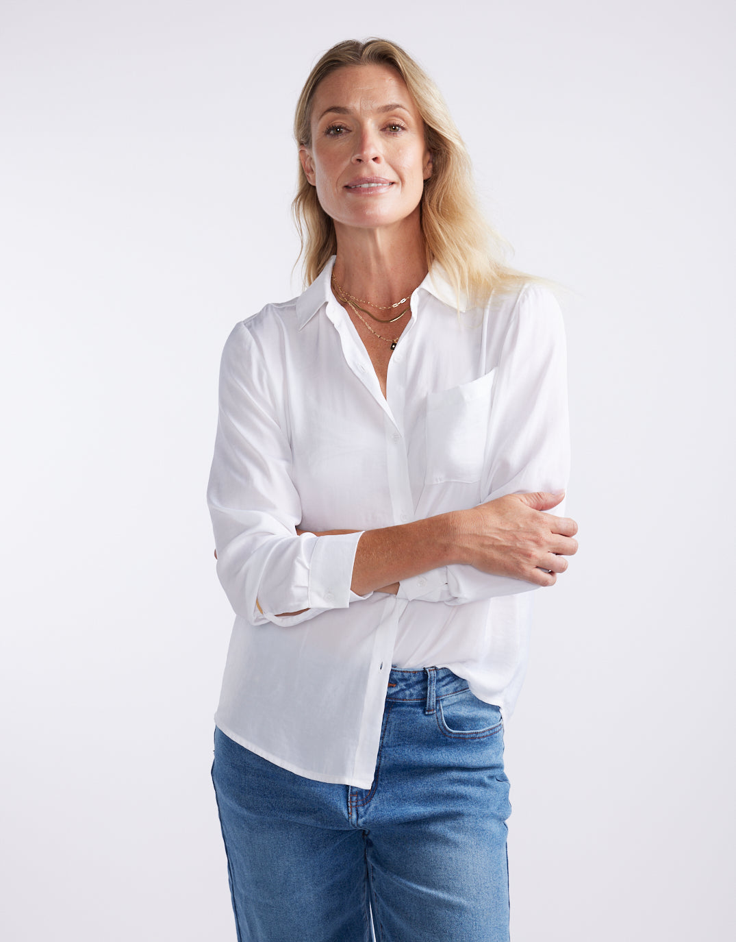 Charlize Drape Shirt - White