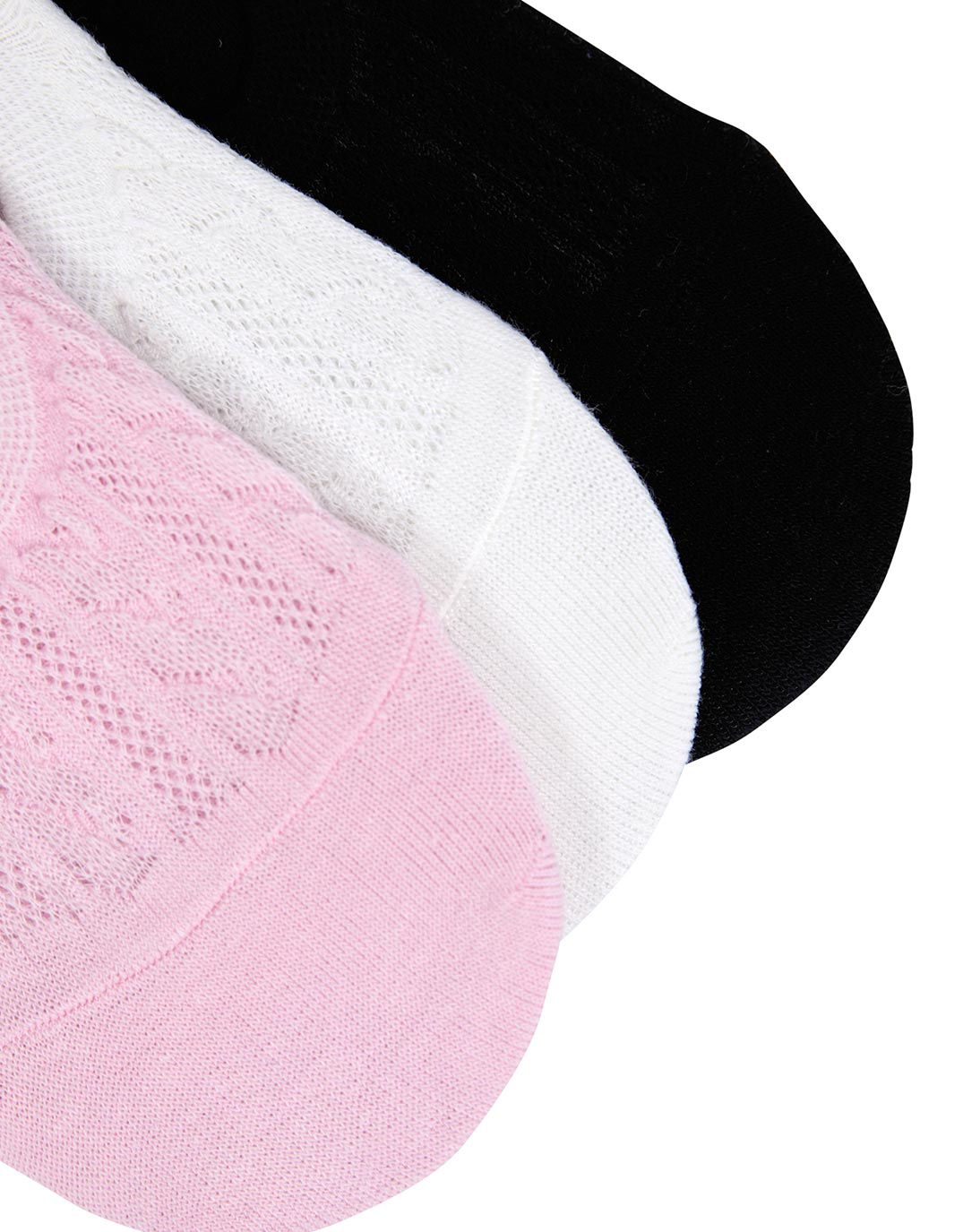 Jacquard 3 Pack Socks - Black/White/Pink