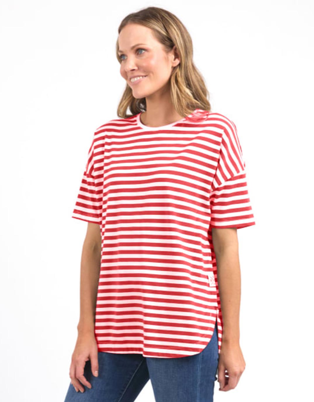 Lauren Short Sleeve Tee - Cayenne Stripe