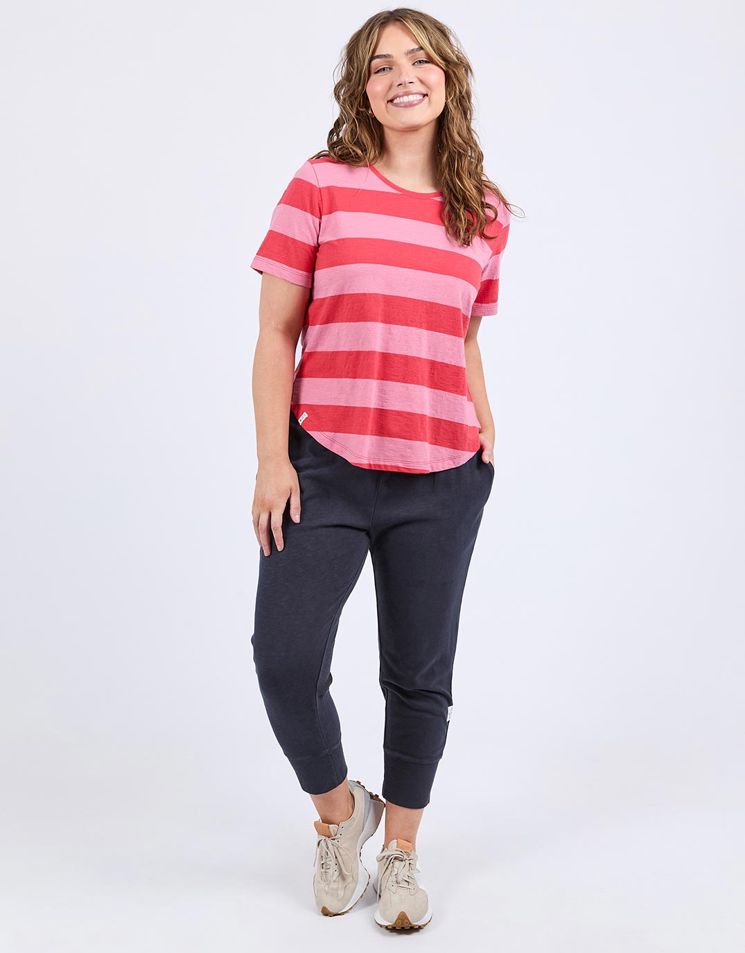 Spritz Stripe Short Sleeve Tee - Cayenne & Chateau Rose Stripe