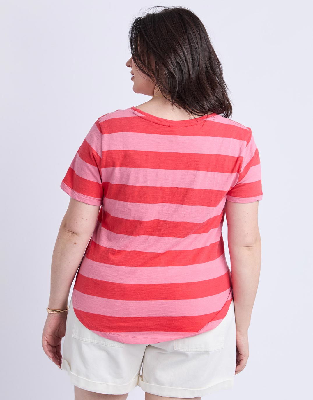 Spritz Stripe Short Sleeve Tee - Cayenne & Chateau Rose Stripe