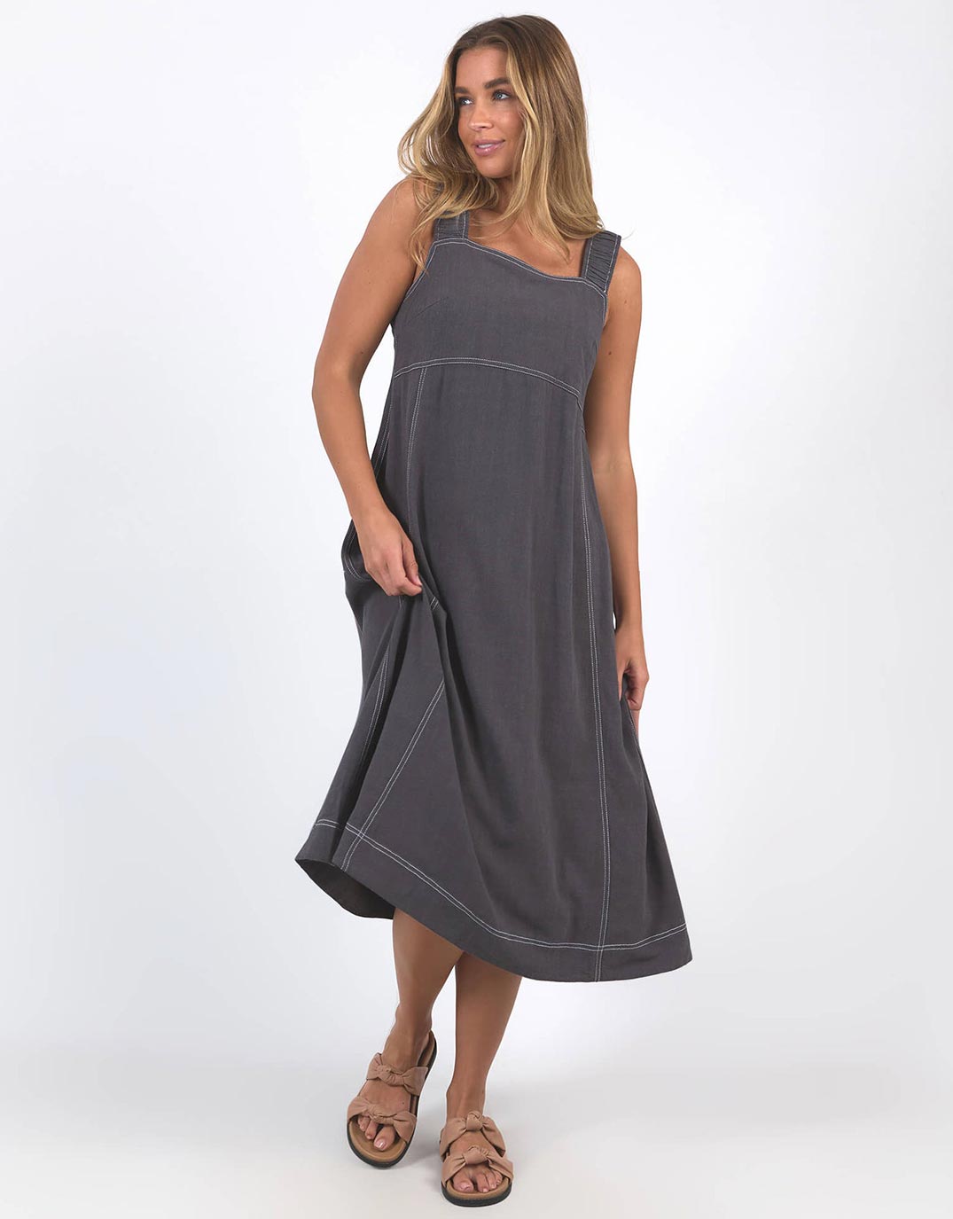 Sage Midi Dress - Charcoal