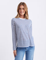 Long Weekend Top - White/Regatta Blue Stripe