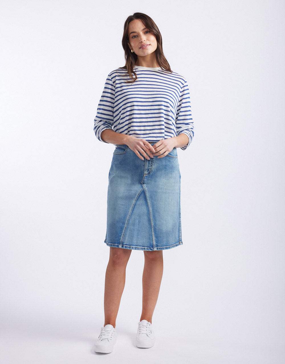 Long Weekend Top - White/Regatta Blue Stripe