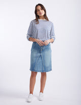 Long Weekend Top - White/Regatta Blue Stripe