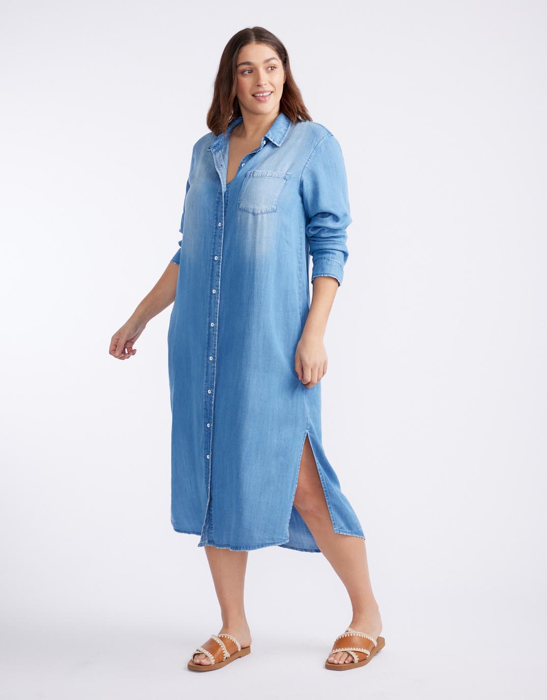 Avery Midi Vintage Denim Dress - Chambray