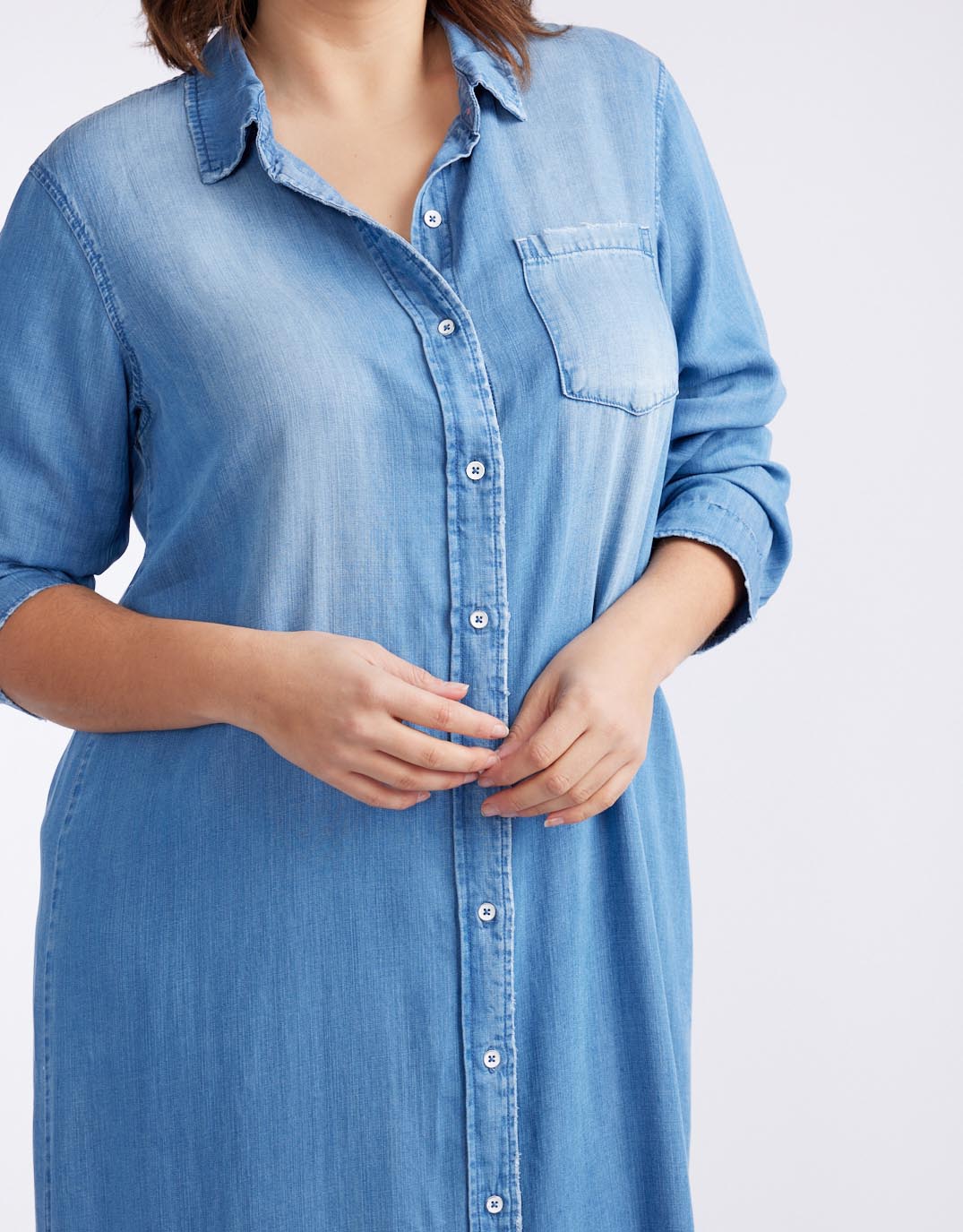 Avery Midi Vintage Denim Dress - Chambray