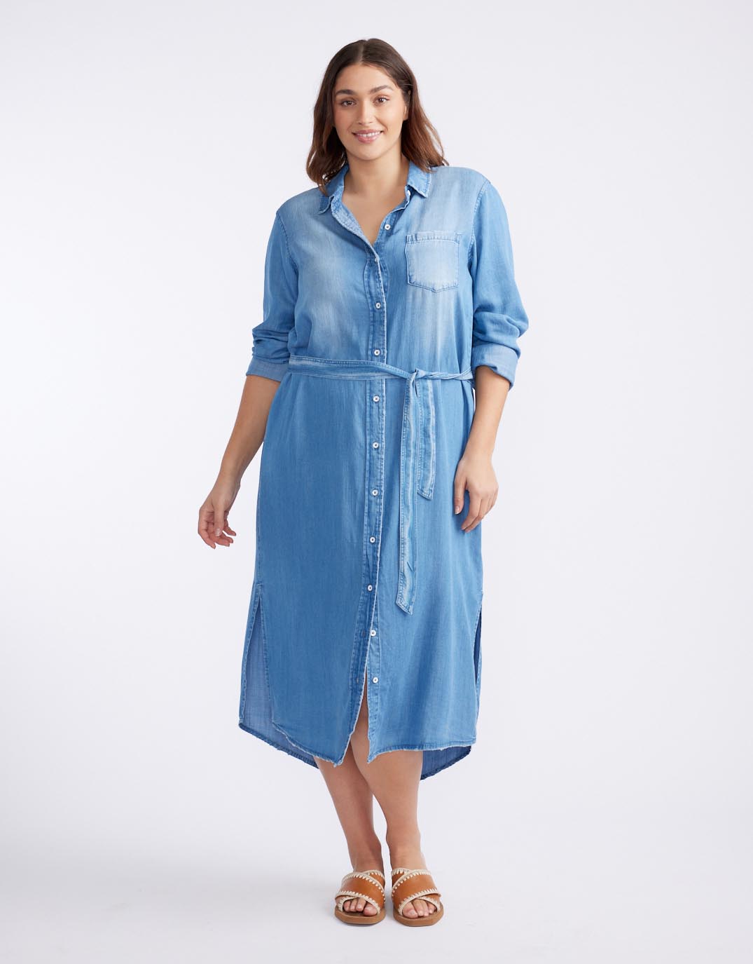 Avery Midi Vintage Denim Dress - Chambray