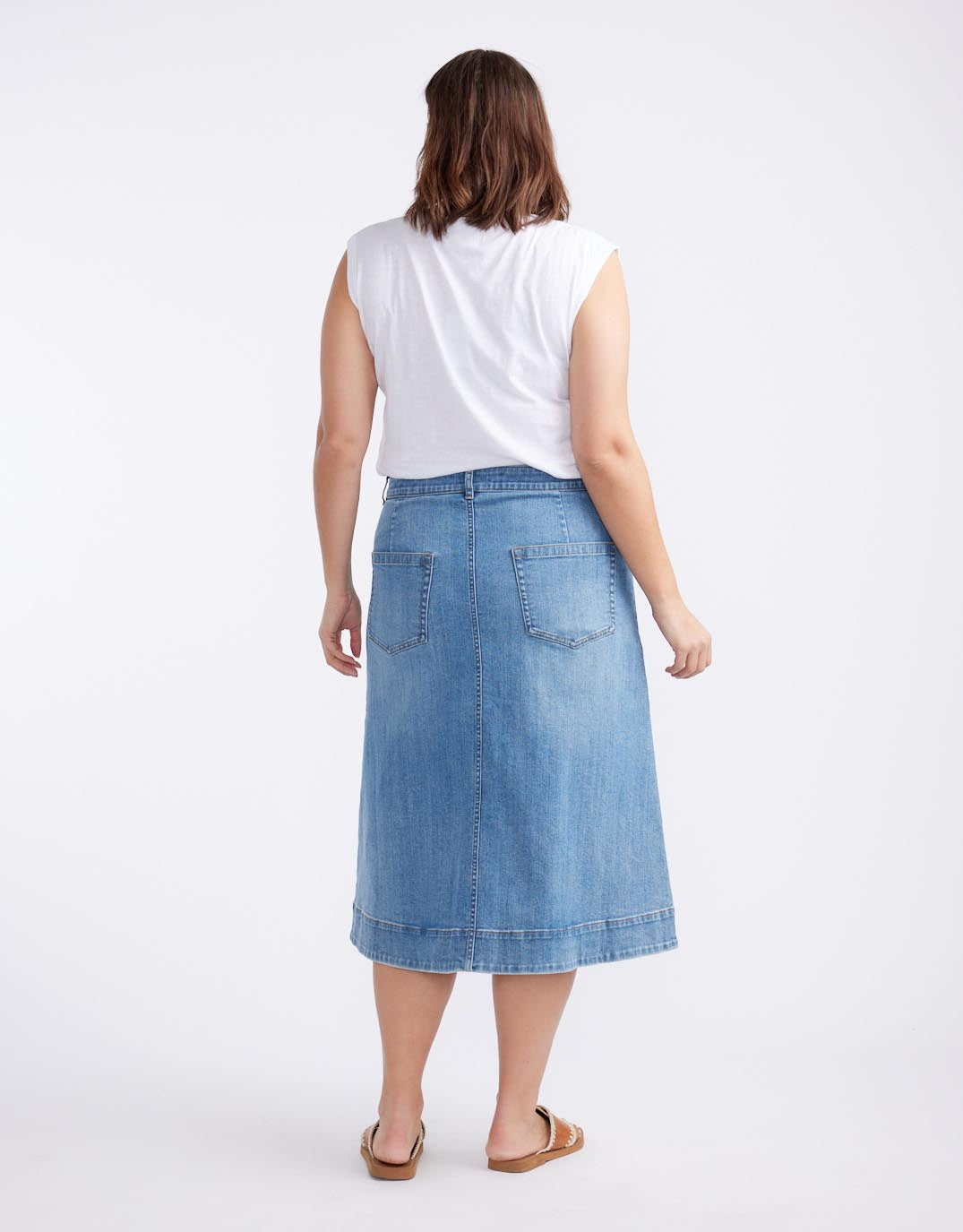Catalina Midi Skirt - Mid Wash