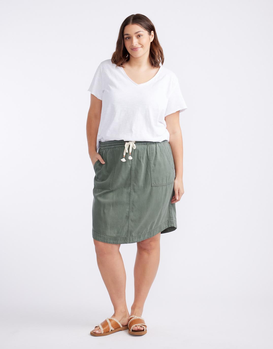 Coco Denim Skirt - Khaki
