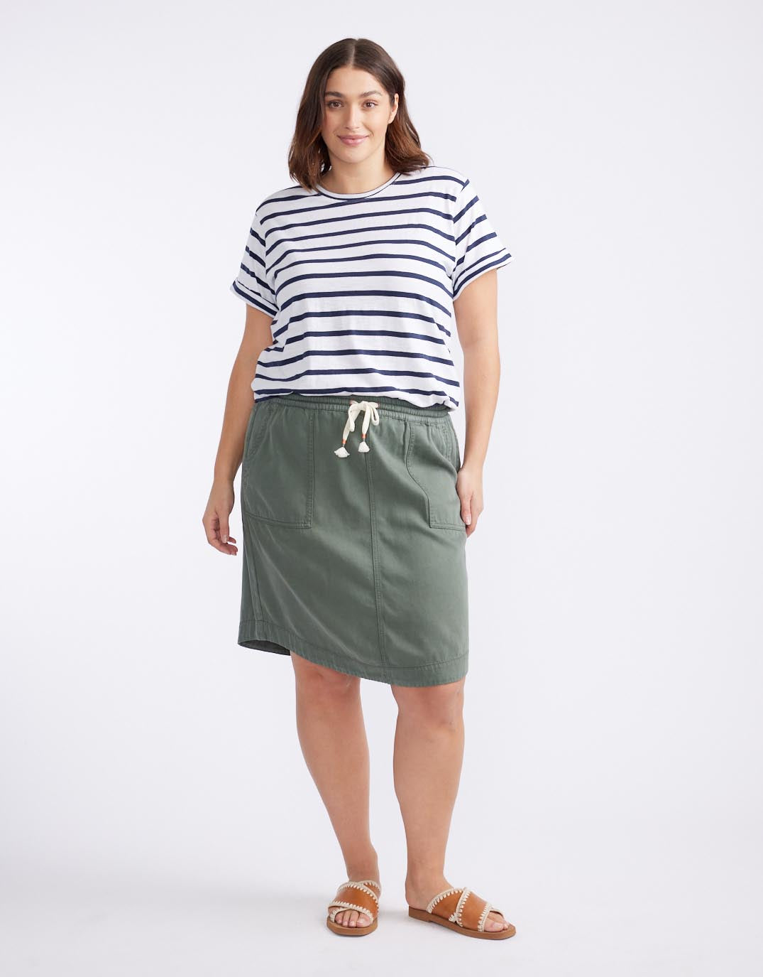 Coco Denim Skirt - Khaki