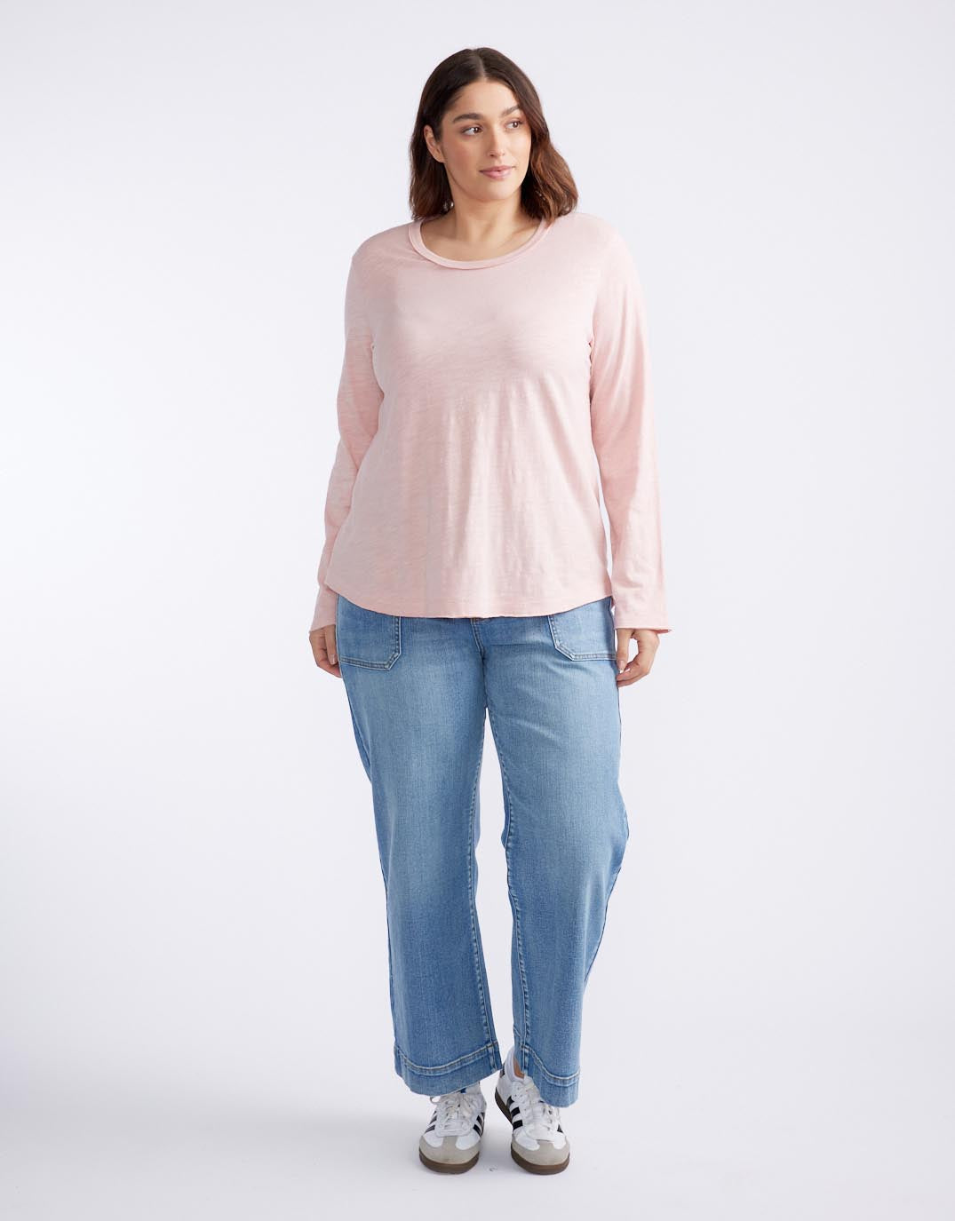 Essential Scoop Hem Long Sleeve T-shirt - Dusty Rose