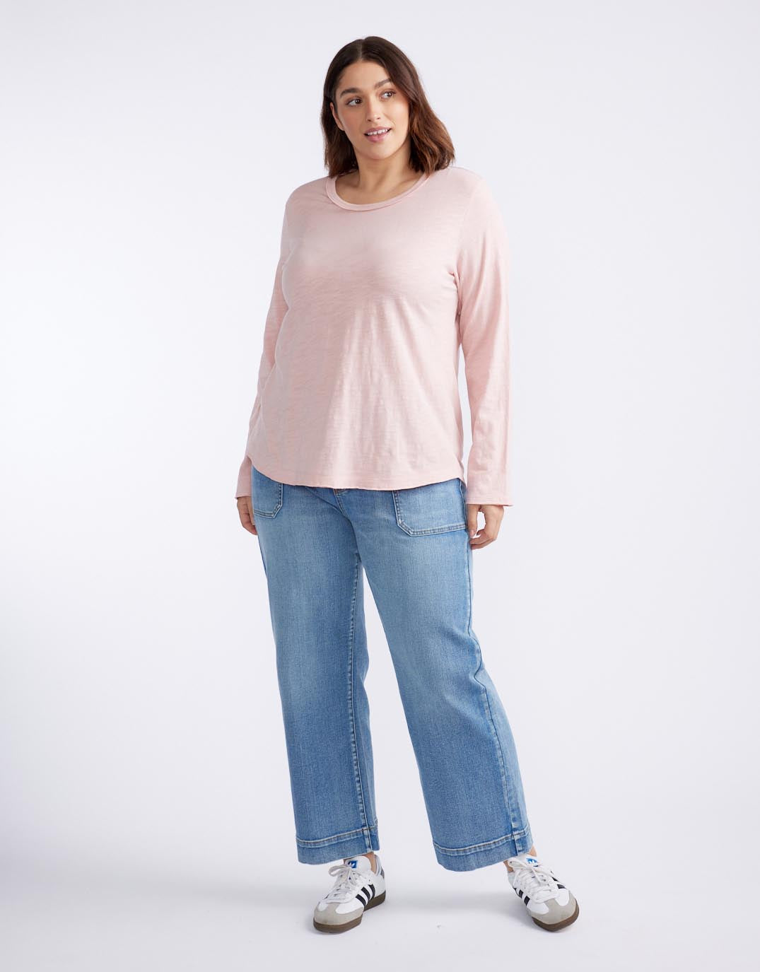 Essential Scoop Hem Long Sleeve T-shirt - Dusty Rose
