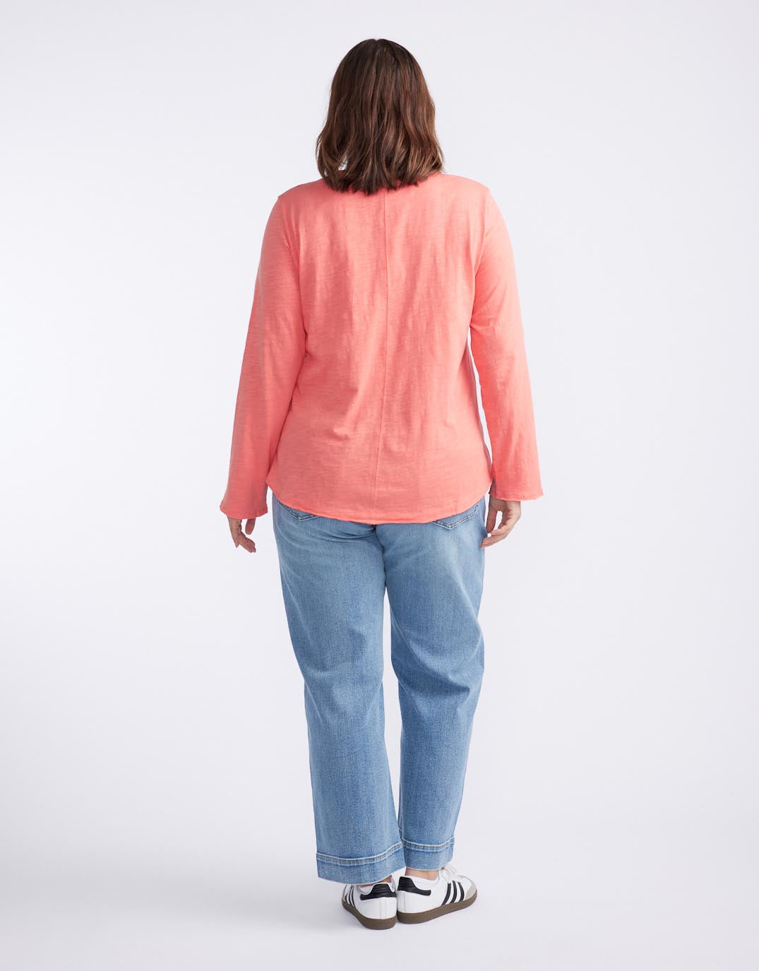 Essential Scoop Hem Long Sleeve T-Shirt - Melon