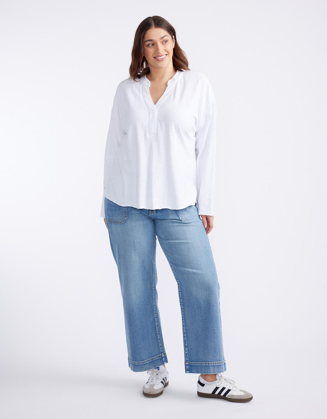 Henley Sunset Top - White