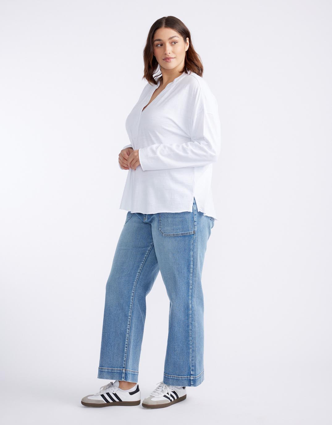 Henley Sunset Top - White