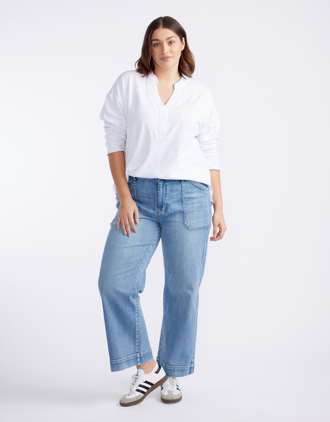 Henley Sunset Top - White