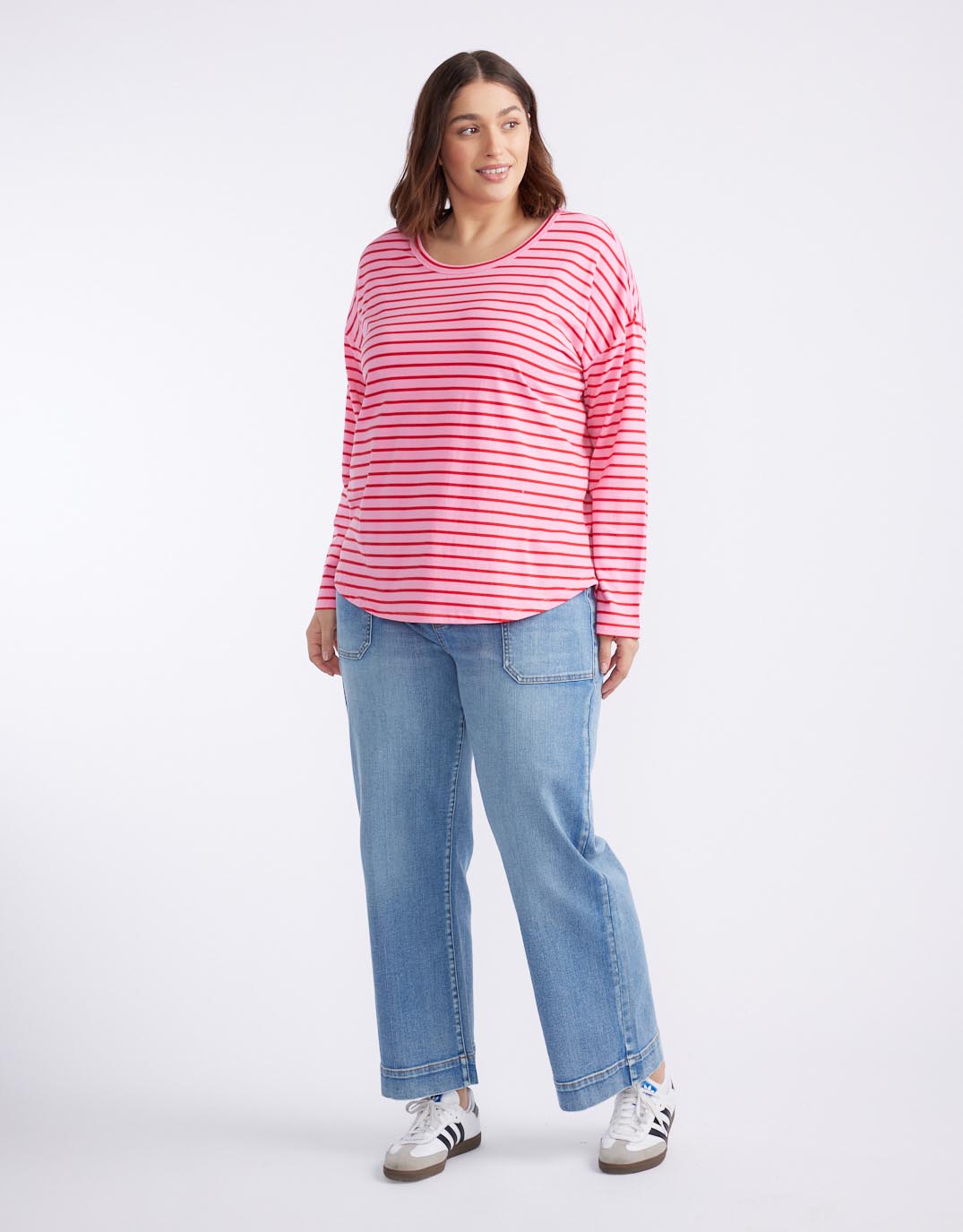 Relaxed Long Sleeve T-Shirt - Pink/Red