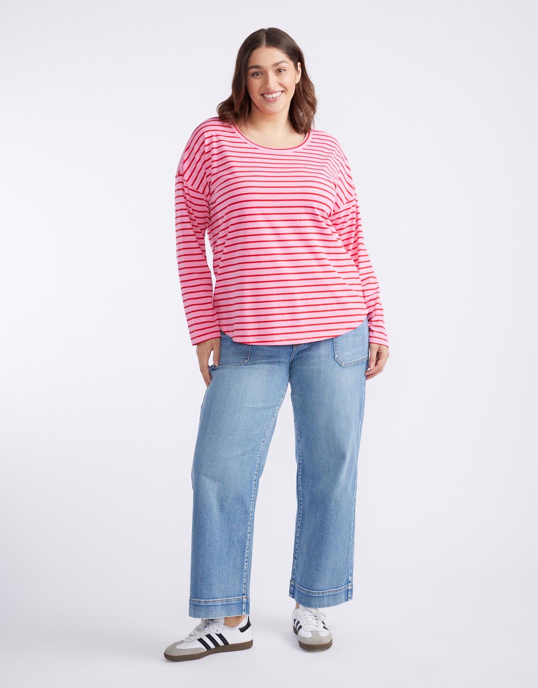 Relaxed Long Sleeve T-Shirt - Pink/Red