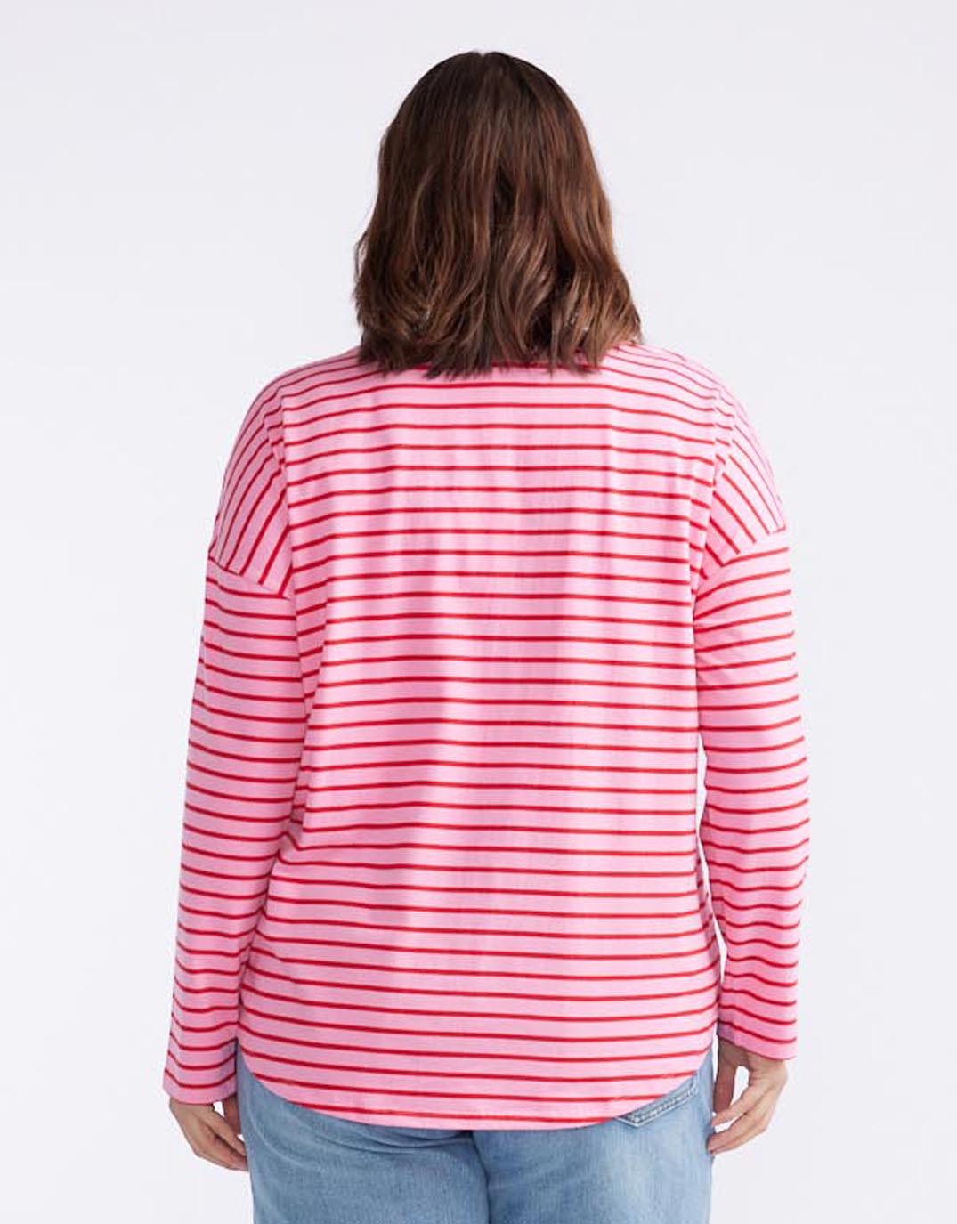 Relaxed Long Sleeve T-Shirt - Pink/Red