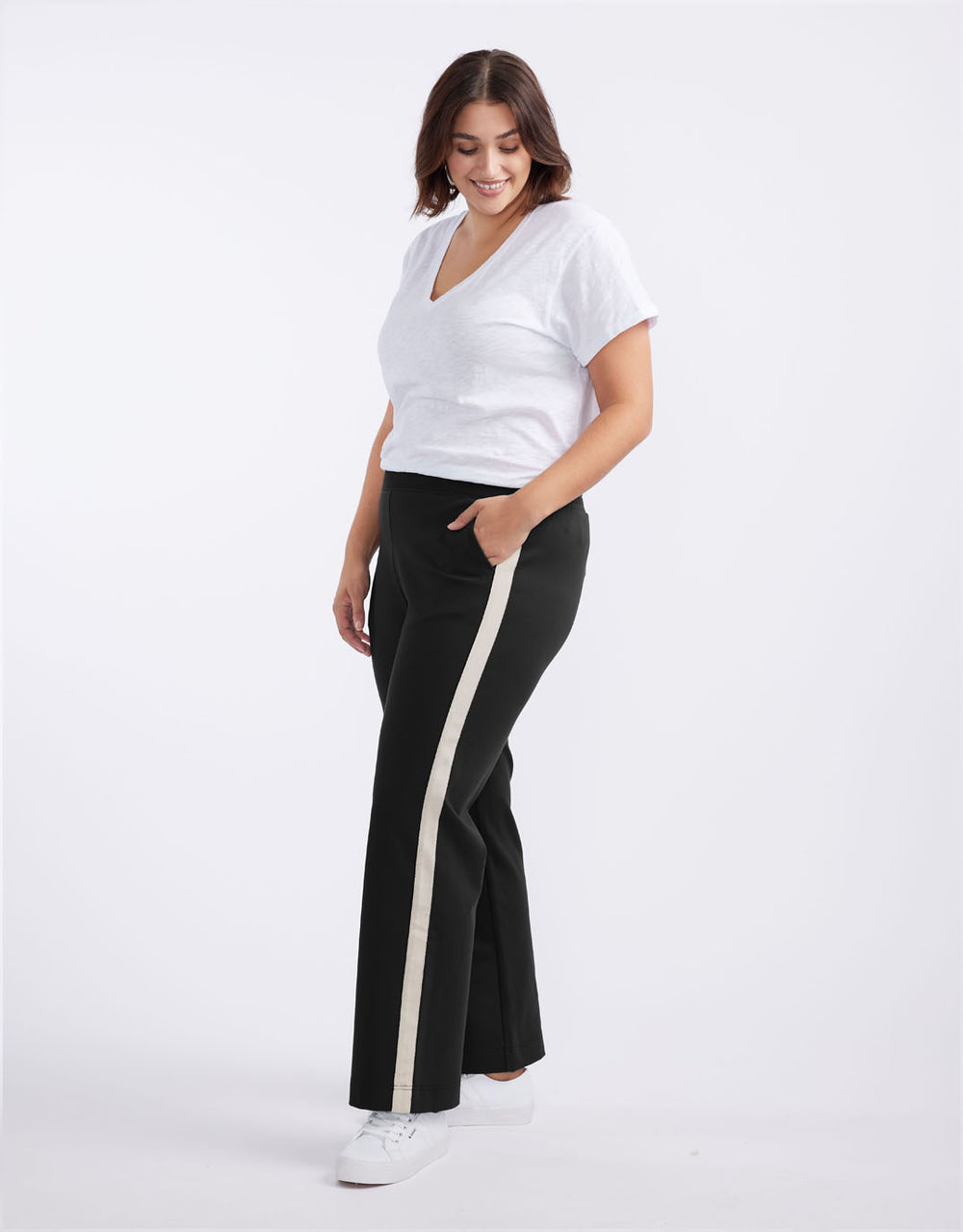 Timeless Straight Leg Ponte Pant - Black/Natural