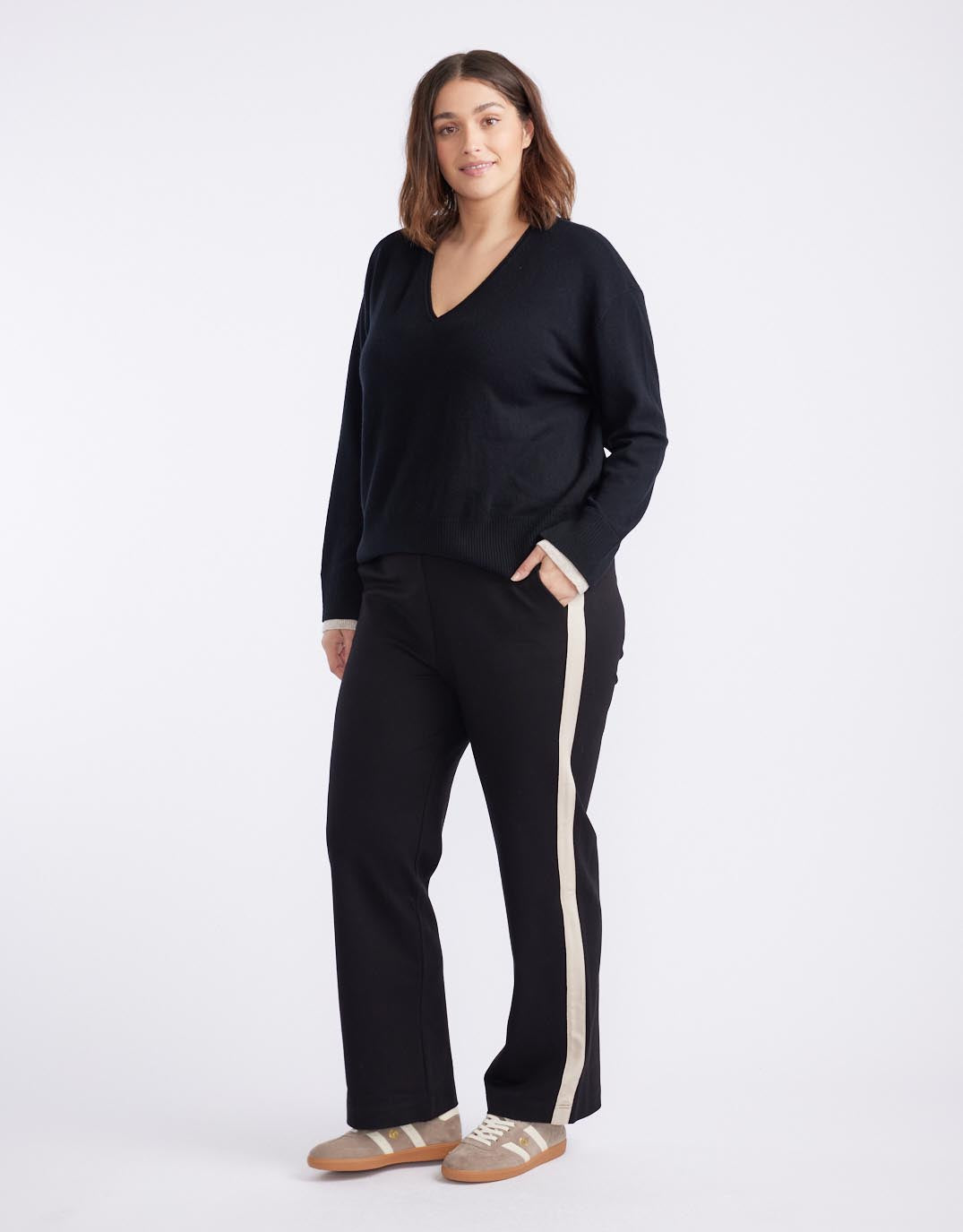 Timeless Straight Leg Ponte Pant - Black/Natural