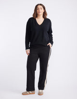 Timeless Straight Leg Ponte Pant - Black/Natural