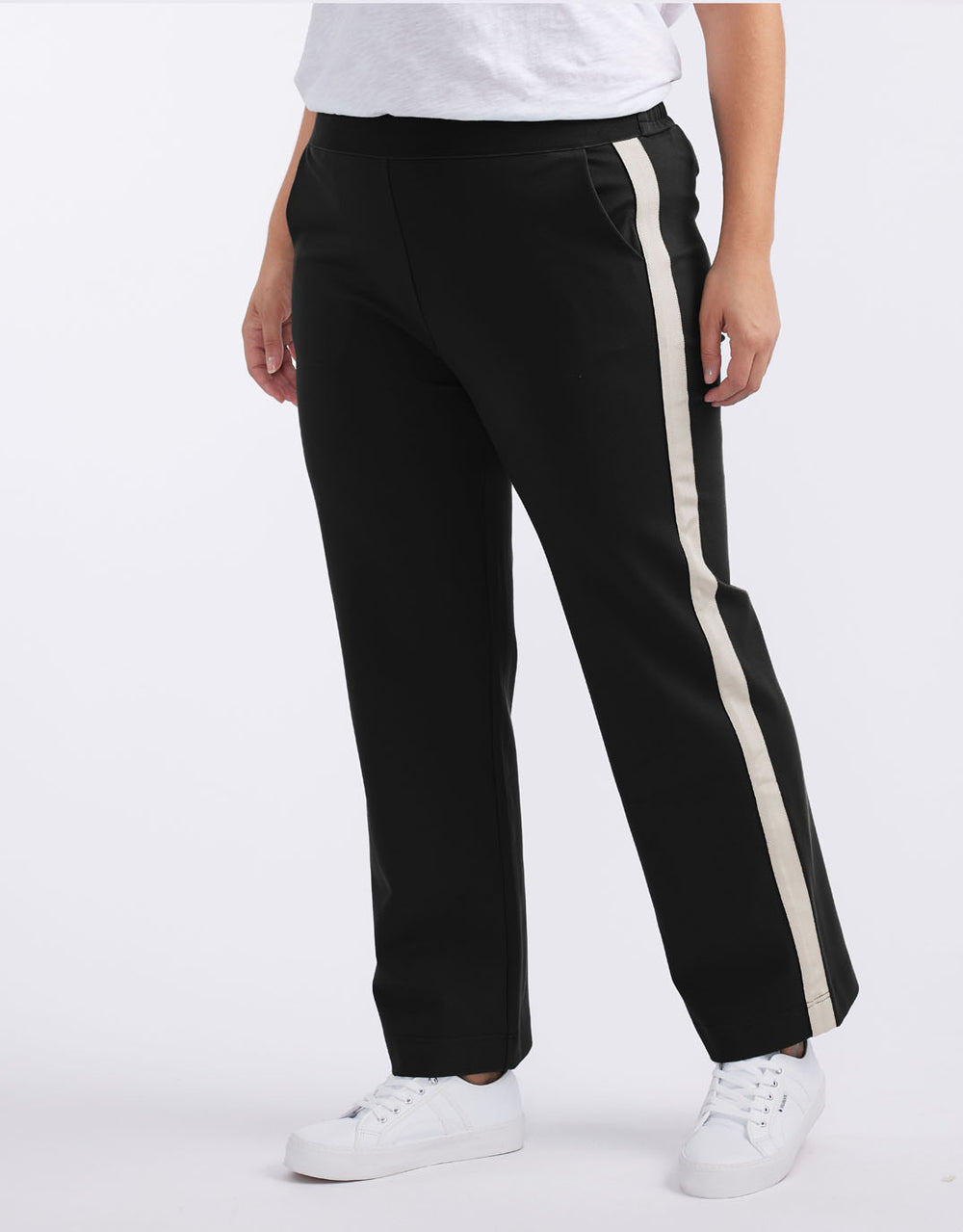 Timeless Straight Leg Ponte Pant - Black/Natural