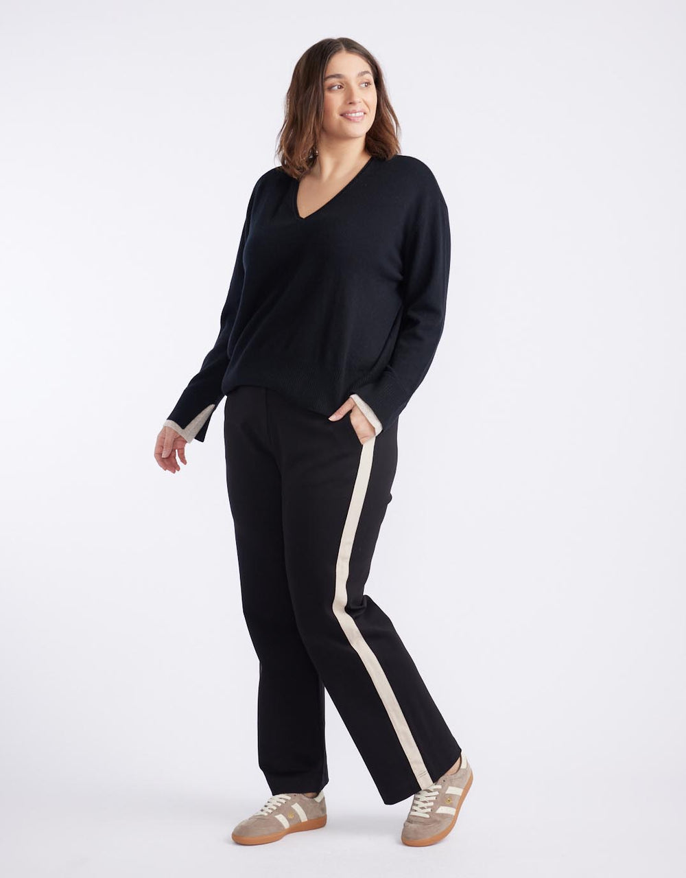 Timeless Straight Leg Ponte Pant - Black/Natural