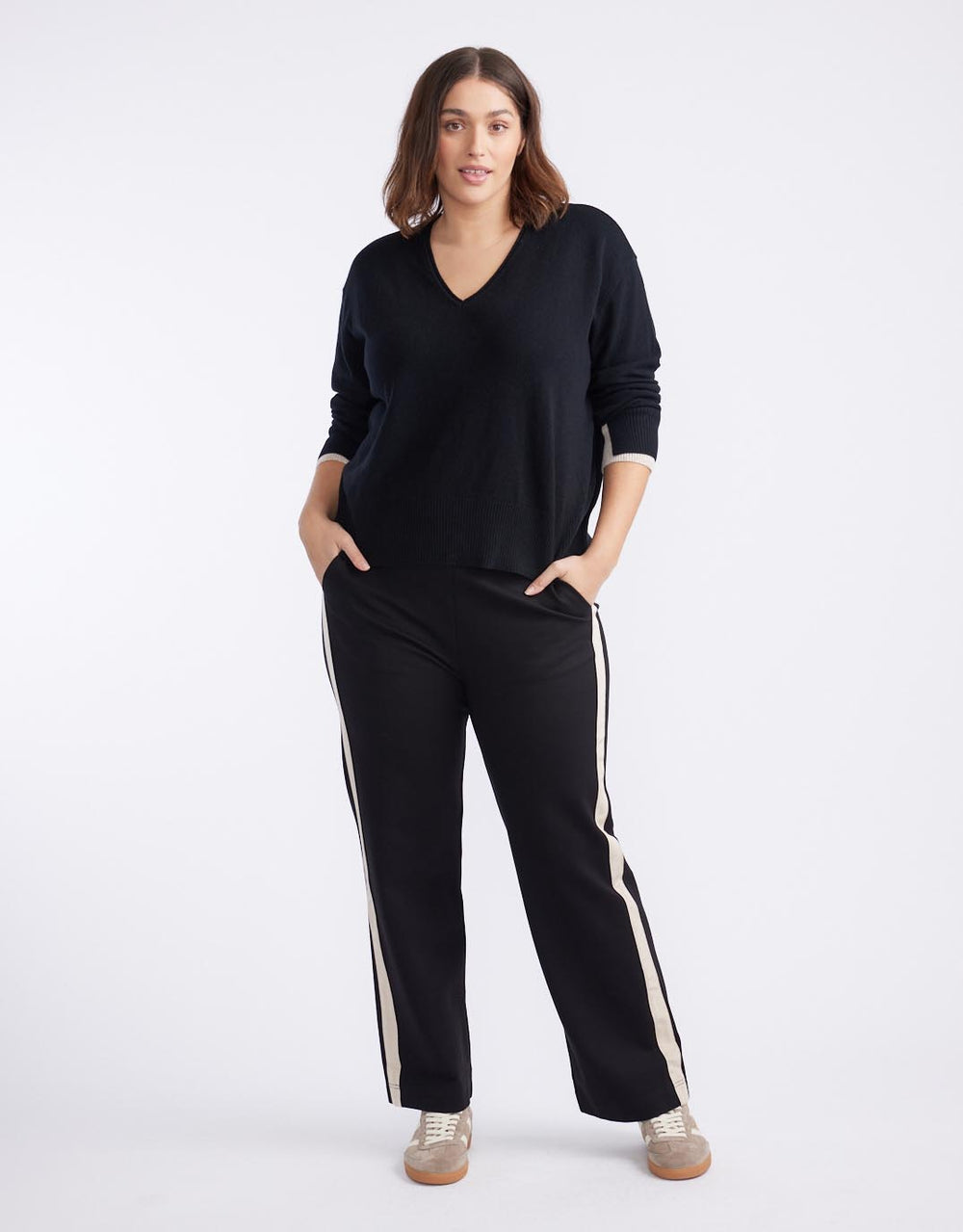 Timeless Straight Leg Ponte Pant - Black/Natural